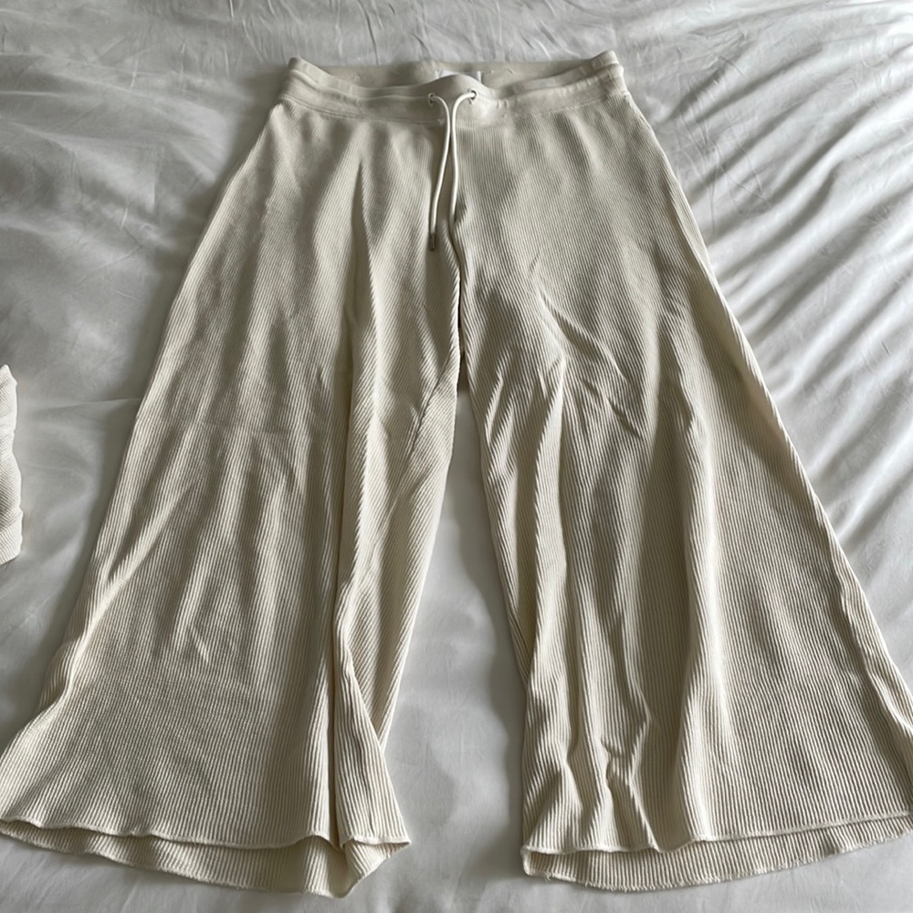 Mate the Label Waffle Wide Leg Pants - color bone size small